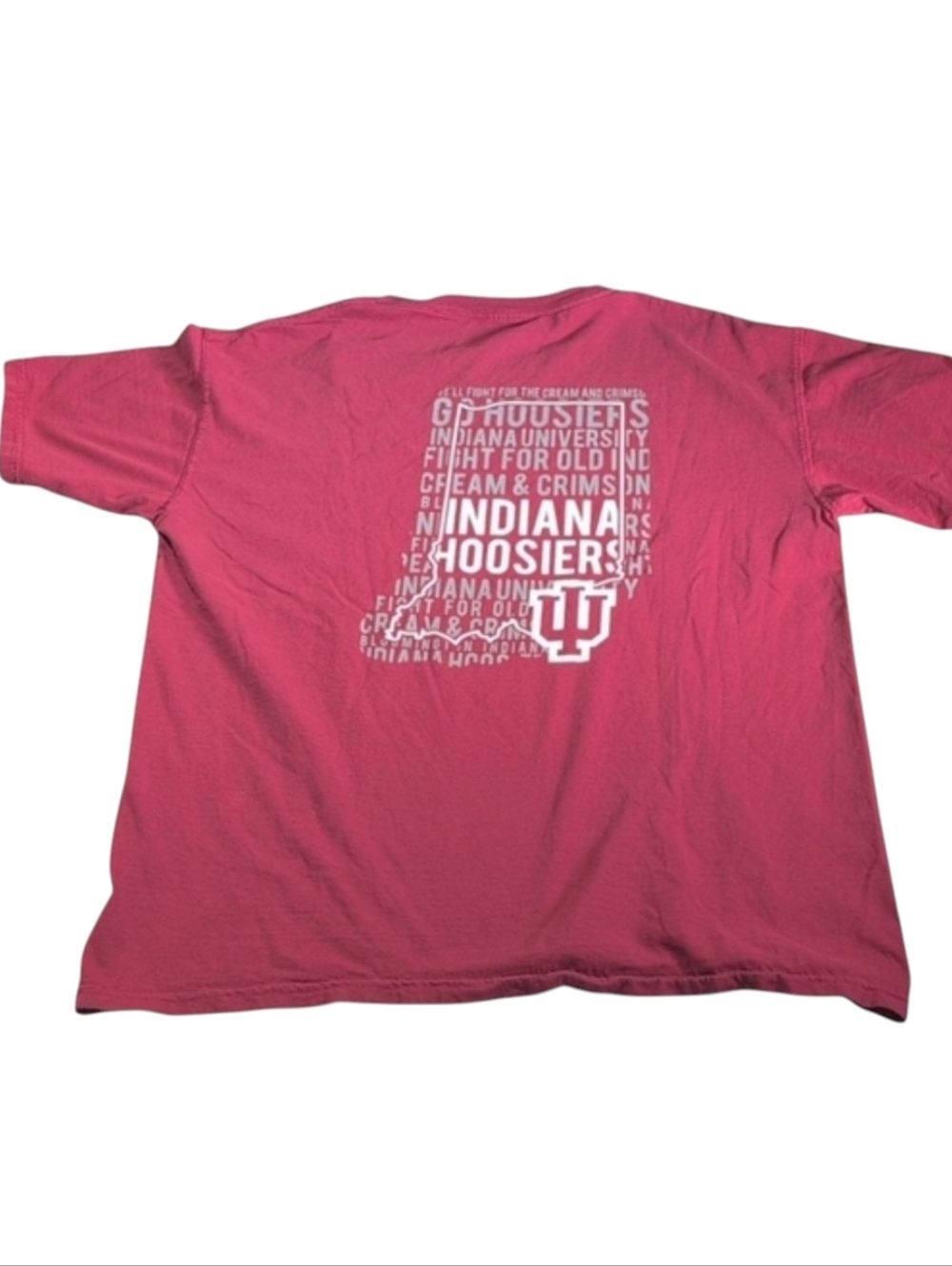 Indiana University Red 2-Sided Graphics T-Shirt IU Fight Song Size L Unisex